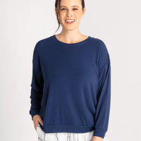 Ava & Audrey Maddison Knit Slouch LS Tee - Navy