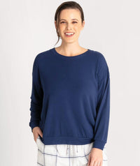 Ava & Audrey Maddison Knit Slouch LS Tee - Navy