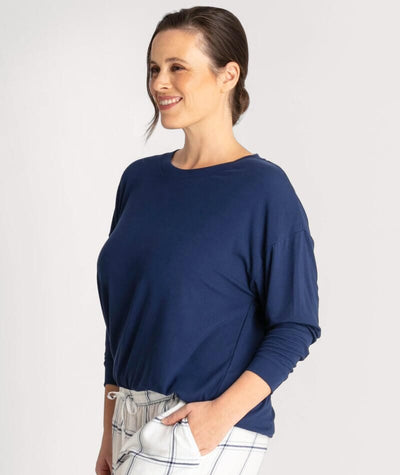 Ava & Audrey Maddison Knit Slouch LS Tee - Navy Sleep / Lounge