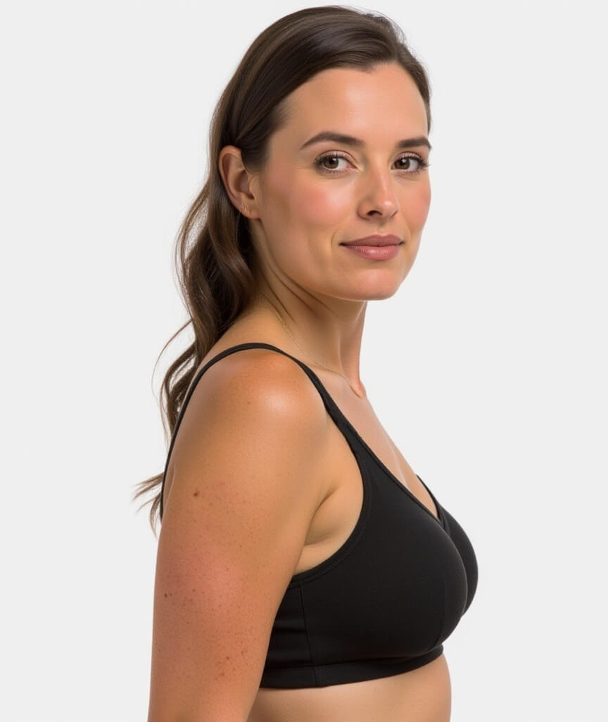 Ava & Audrey Margaret Cotton Wire-Free Front Opening Bra - Black