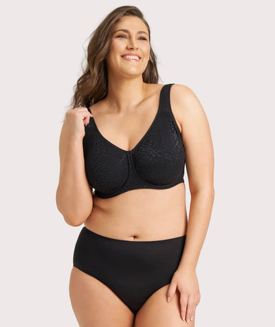 Ava & Audrey Millie Jacquard Mesh T-Shirt Underwire Bra - Black