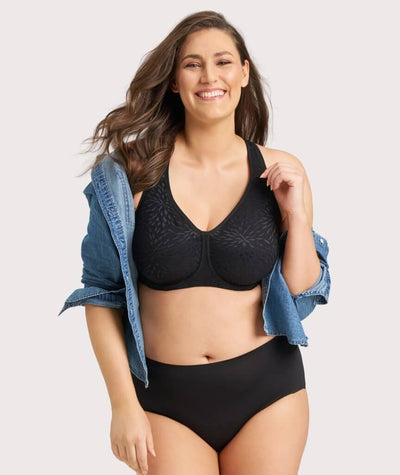 Ava & Audrey Millie Jacquard Mesh T-Shirt Underwire Bra - Black