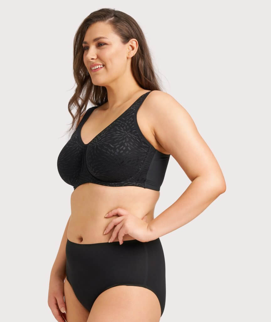 Ava & Audrey Millie Jacquard Mesh T-Shirt Underwire Bra - Black
