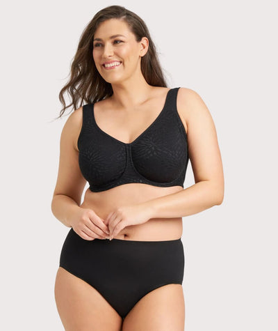 Ava & Audrey Millie Jacquard Mesh T-Shirt Underwire Bra - Black