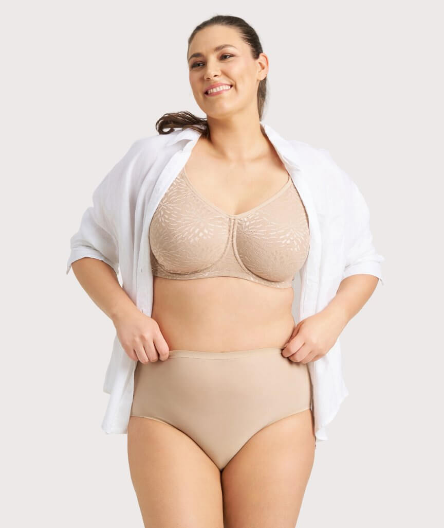 Ava & Audrey Millie Jacquard Mesh T-Shirt Underwire Bra - Nude