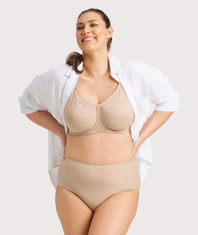 Ava & Audrey Millie Jacquard Mesh T-Shirt Underwire Bra - Nude