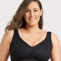 Ava & Audrey Millie Jacquard Mesh Wire-free Support Bra - Black