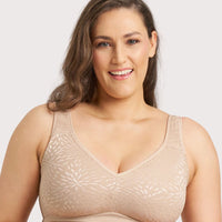 Ava & Audrey Millie Jacquard Mesh Wire-free Support Bra - Nude
