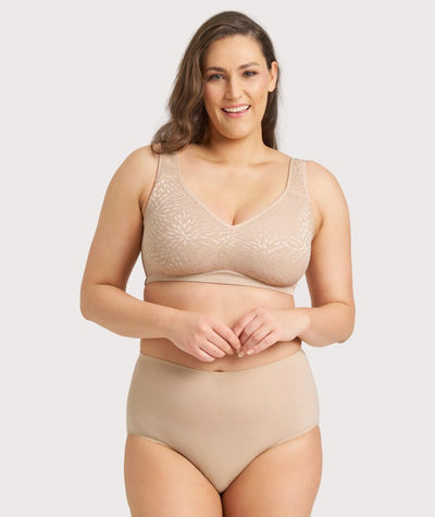 Ava & Audrey Millie Jacquard Mesh Wire-free Support Bra - Nude