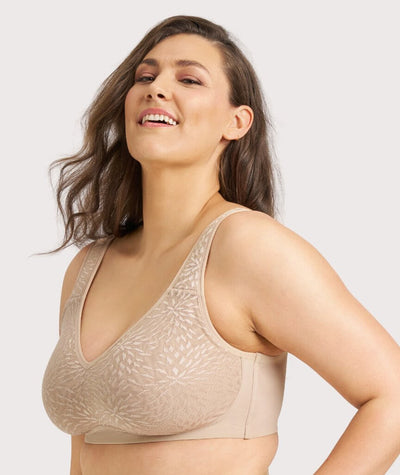 Ava & Audrey Millie Jacquard Mesh Wire-free Support Bra - Nude