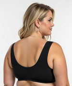 Ava & Audrey Priscilla Cotton Wire-Free Front Opening Bra - Black