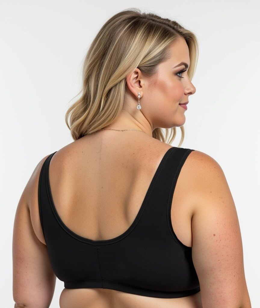 Ava & Audrey Priscilla Cotton Wire-Free Front Opening Bra - Black