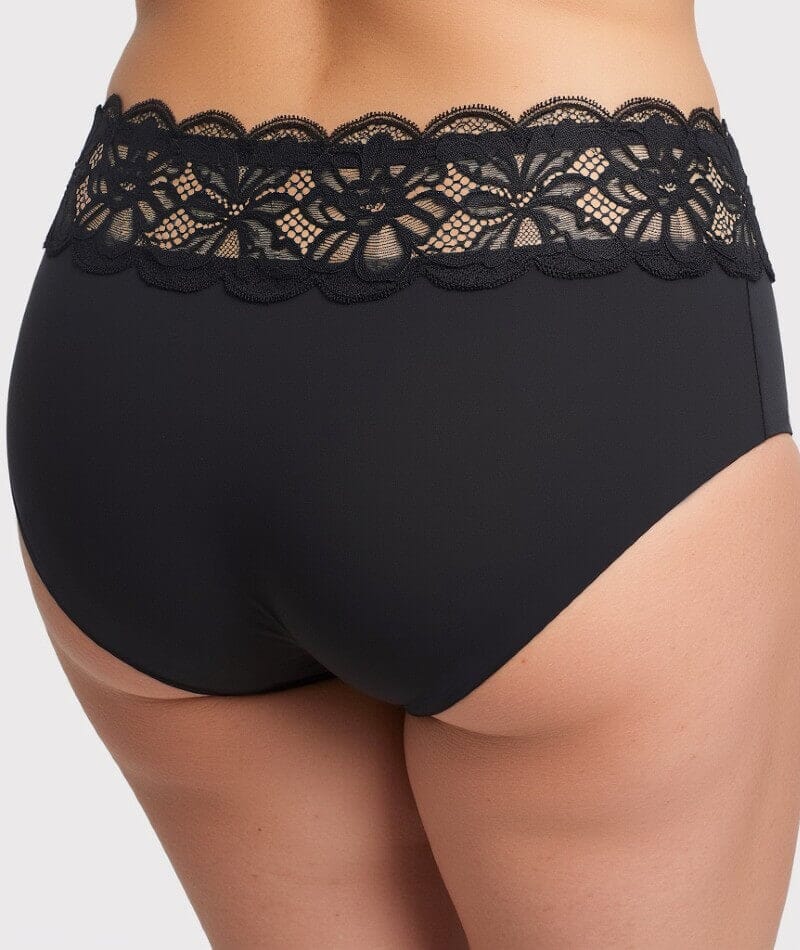 Ava & Audrey Tilly Microfibre & Lace Full Brief - Black Knickers 
