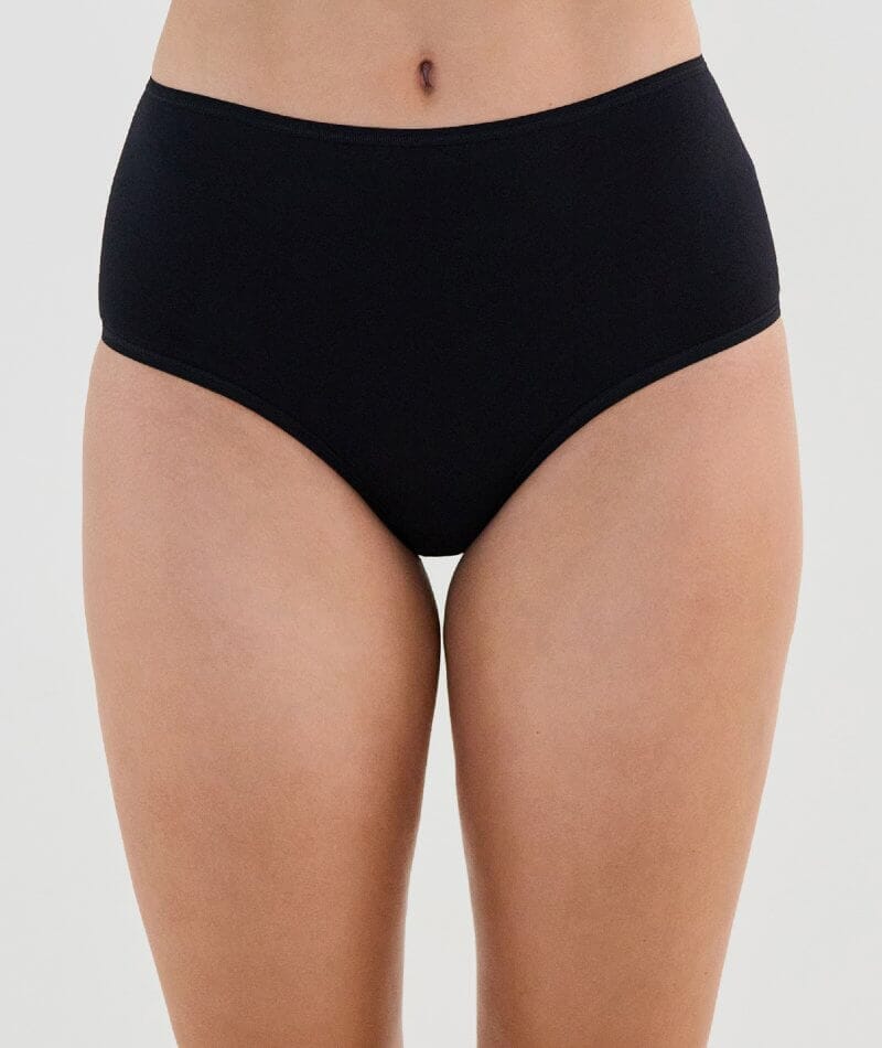 Bendon Cotton and Lace Full Brief - Black Knickers 