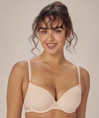 Me. by Bendon Stripe Elastic & Papertouch Demi Bra - Silver Peony