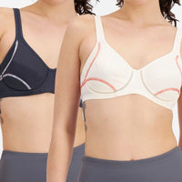 Berlei Electrify Underwire 2 Pack Sports Bra - Snow Blossom/Charcoal