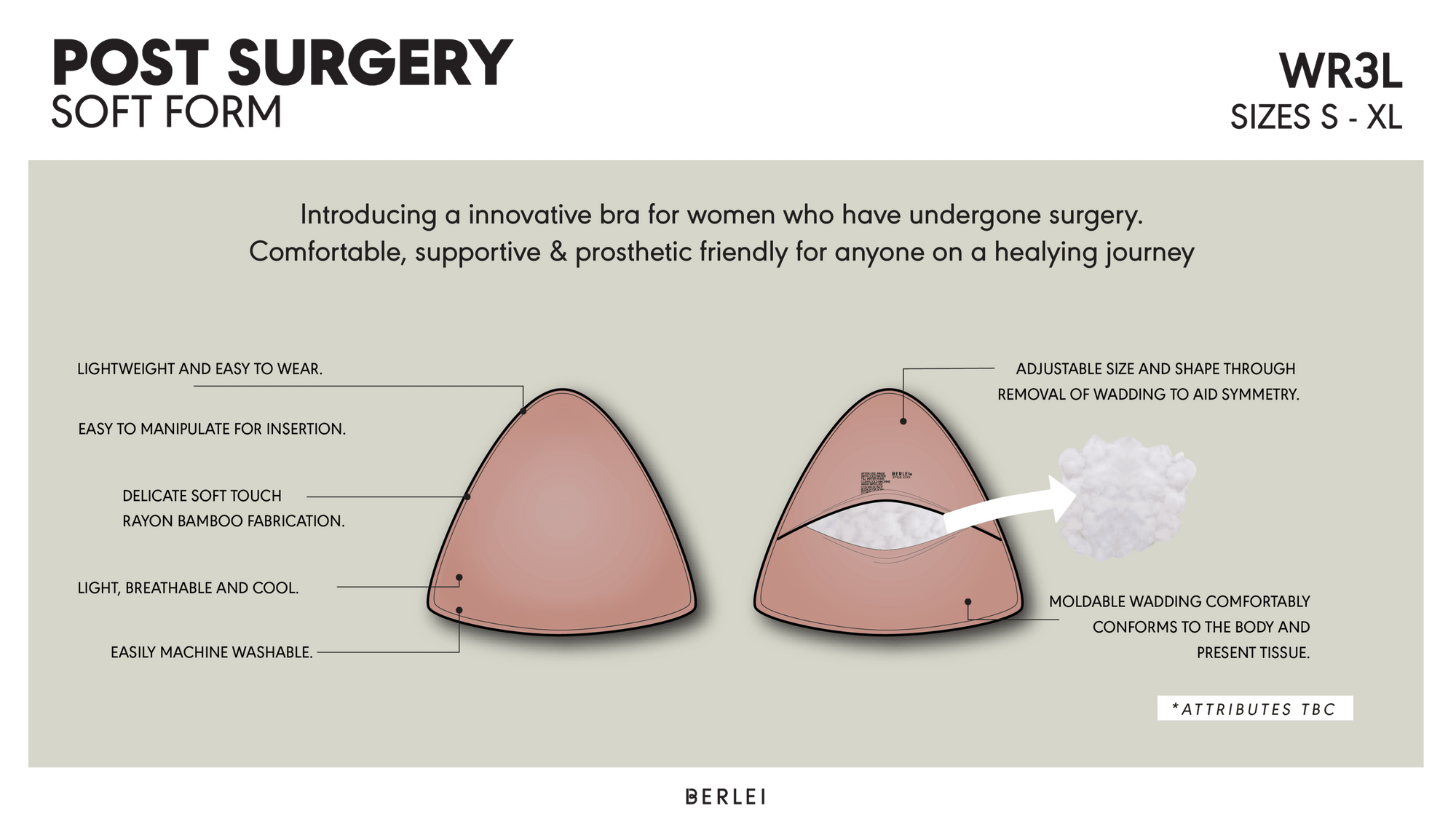 Berlei Post Surgery Soft Form Bra Insert - Nude Bra Accessories