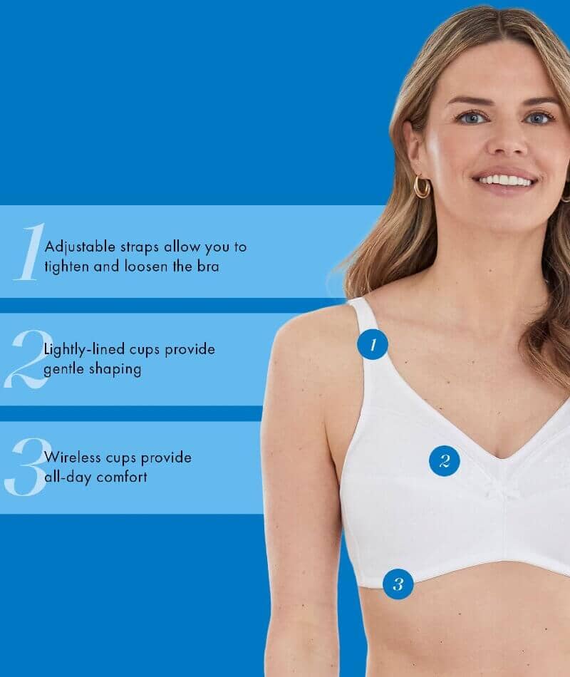 Bestform Floral Trim Wire-free Cotton Bra with Lightly Lined Cups - White Bras 