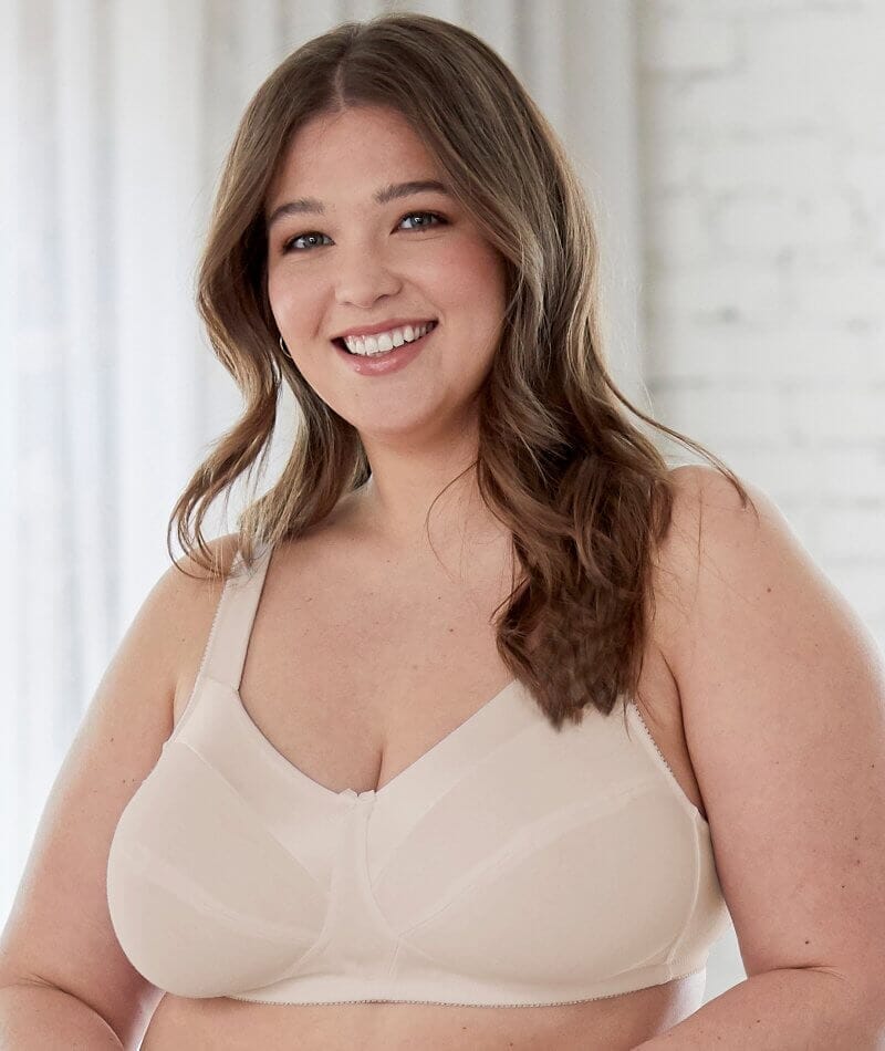 Bestform Satin Trim Wire-Free Cotton Bra With Unlined Cups 2 Pack - Nude/White Bras 
