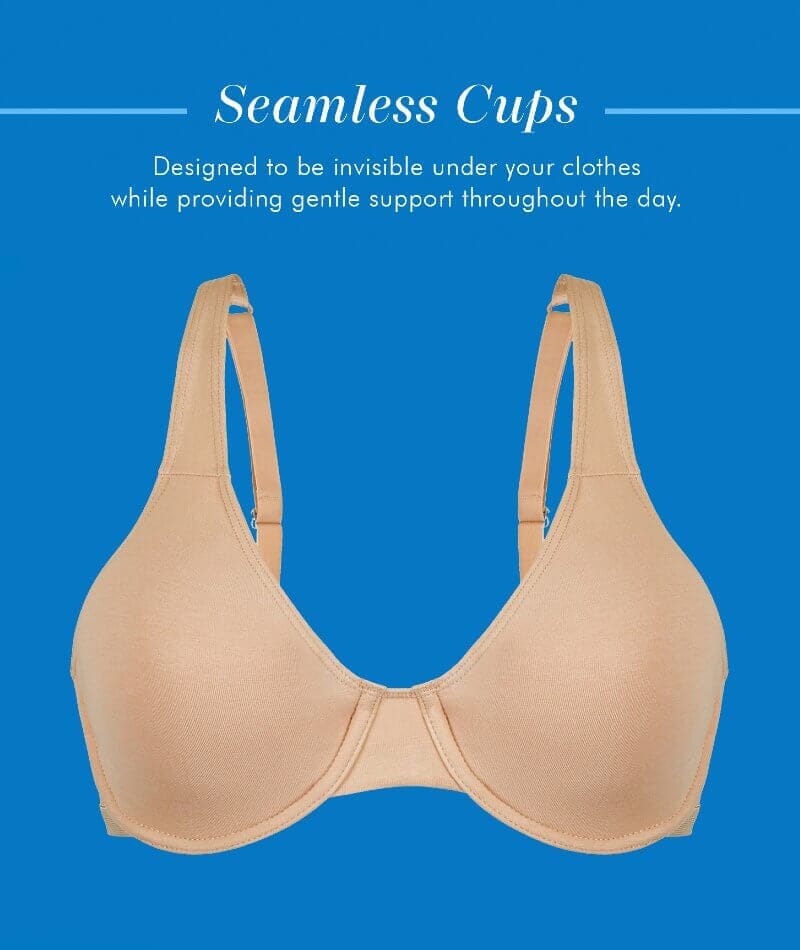 Bestform Unlined Cotton Stretch T-Shirt Bra with Underwire 2 Pack - Sand/White Bras 