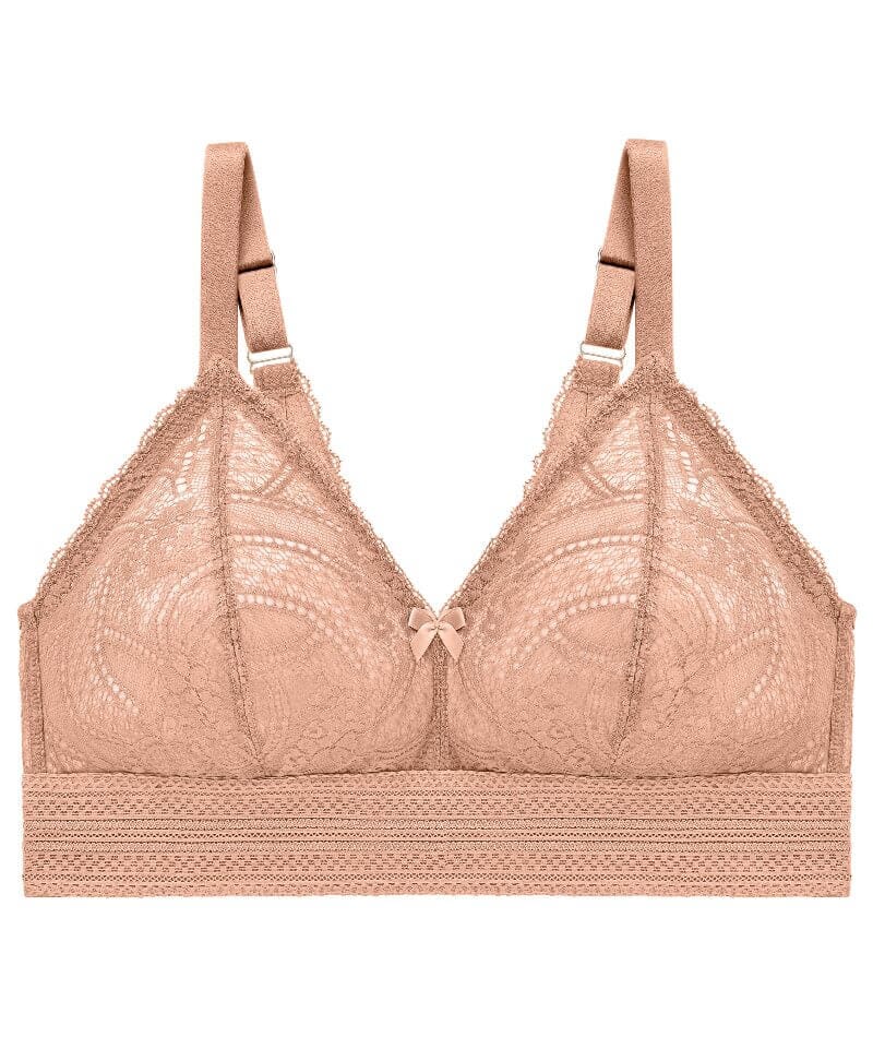 Glamorise Bramour Gramercy Luxe Lace Wire-free Bralette - Cappuccino Bras