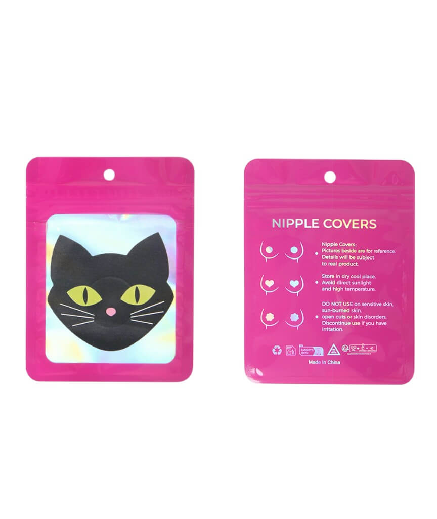 Curvy Cat Shaped Shine In The Dark Nipple Covers - Black
