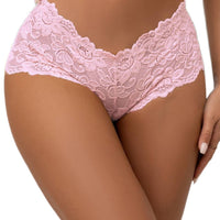Curvy Floral Lace Brief - Pink