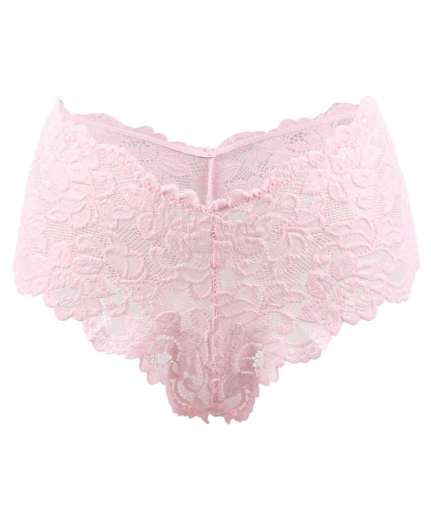 Curvy Floral Lace Brief - Pink