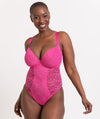 Curvy Kate All Night Lace Plunge Bodysuit - Hot Pink/Blush Bodysuits & Basques