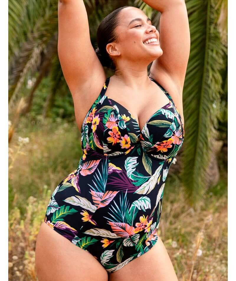 Curvy Kate Cuba Libre Padded Plunge Swimsuit - Print Mix Swim