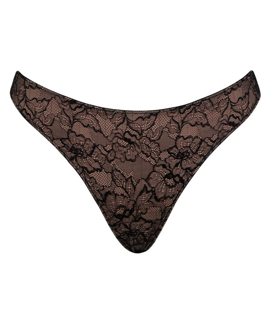 Curvy Kate Hey Girls Thong - Black/Latte