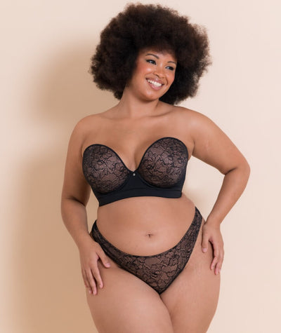 Curvy Kate Hey Girls Thong - Black/Latte