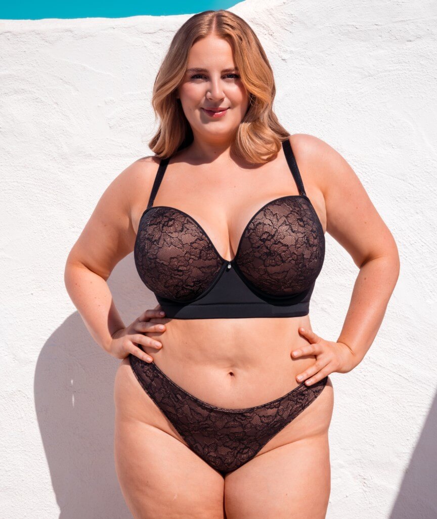 Curvy Kate Hey Girls Thong - Black/Latte