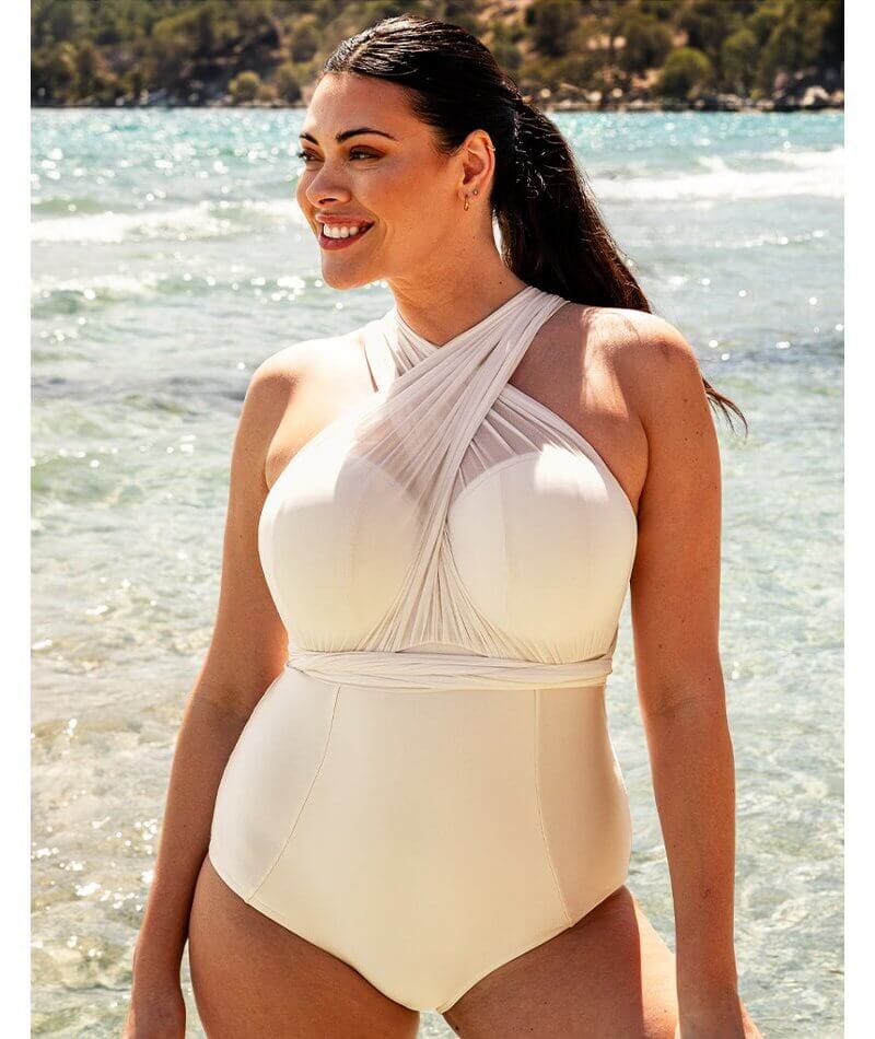 Curvy Kate Wrapsody Bandeau Swimsuit - Oyster Swim