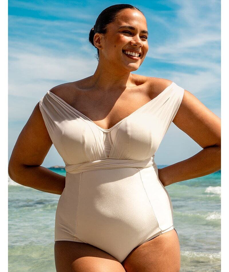 Curvy Kate Wrapsody Bandeau Swimsuit - Oyster Swim