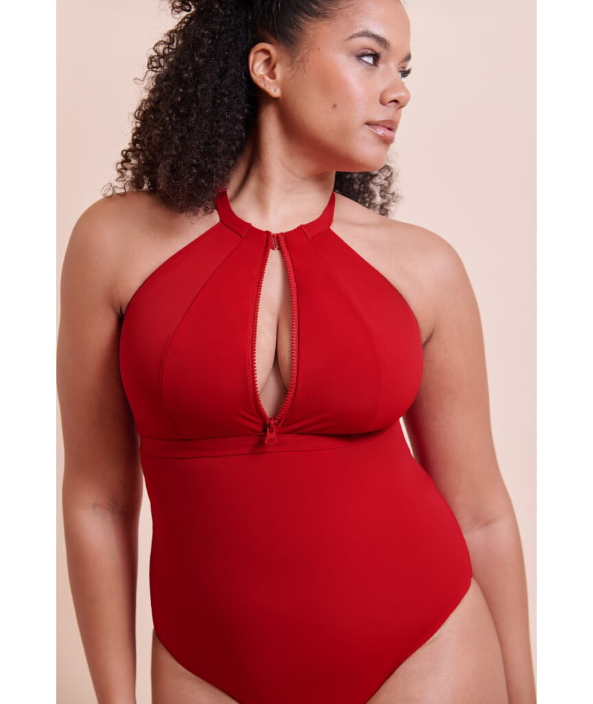 Curvy Kate Zip Tide Wire Free Multiway One Piece Swimsuit - Red