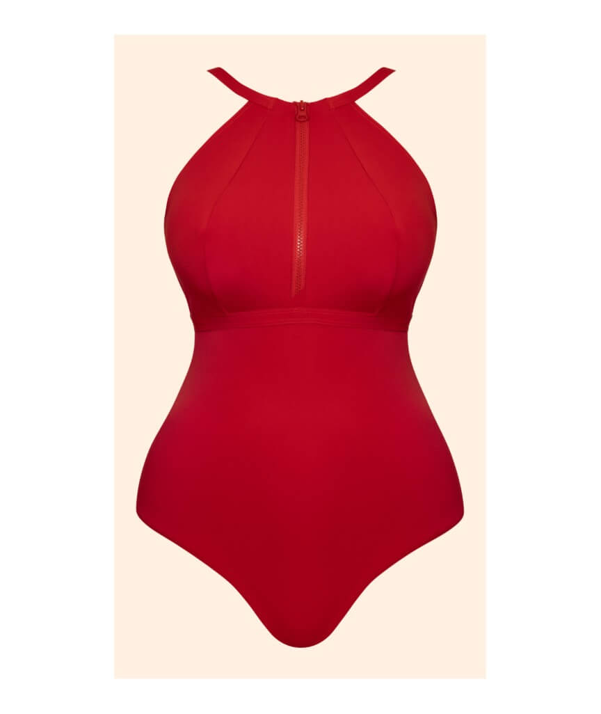 Curvy Kate Zip Tide Wire Free Multiway One Piece Swimsuit - Red