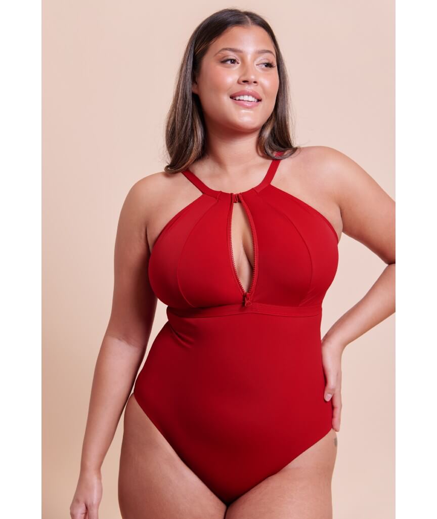 Curvy Kate Zip Tide Wire Free Multiway One Piece Swimsuit - Red