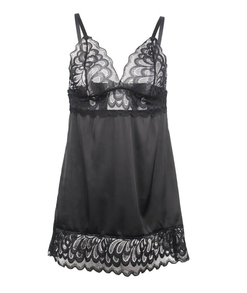 Curvy Lace Floral Babydoll - Black Babydoll / Chemise