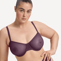 Nala Mesh Balconette Bra - Mulberry