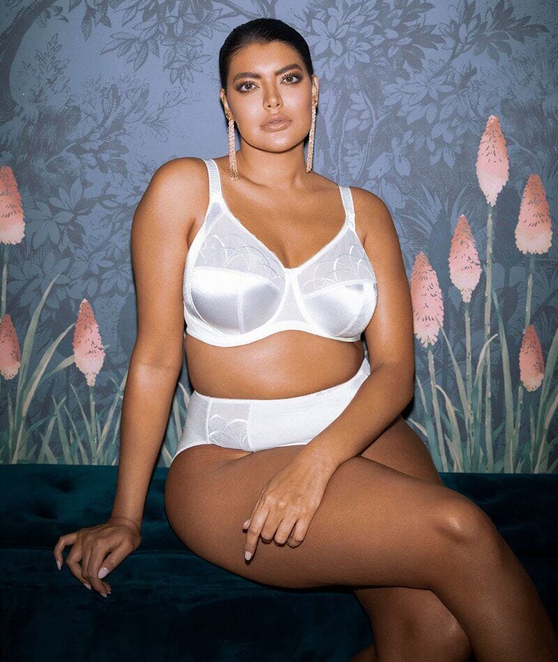 Elomi Cate Underwired Full Cup Banded Bra - White - Curvy Bras