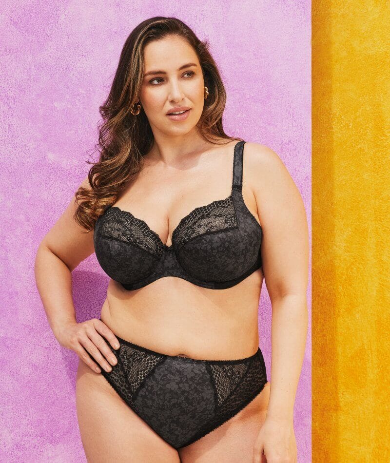 Elomi Lucie Underwire Stretch Plunge Bra - Black Bras 