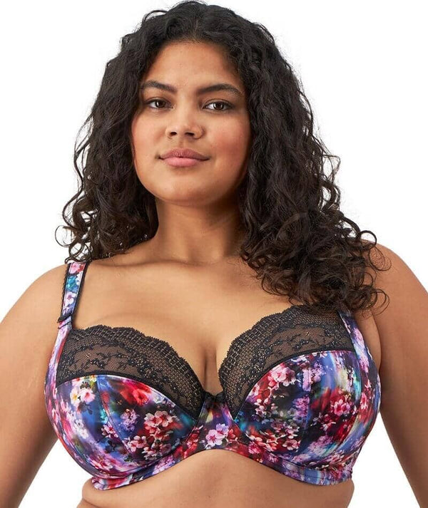 Elomi Lucie Underwire Stretch Plunge Bra - Cherry Blossom - Curvy Bras