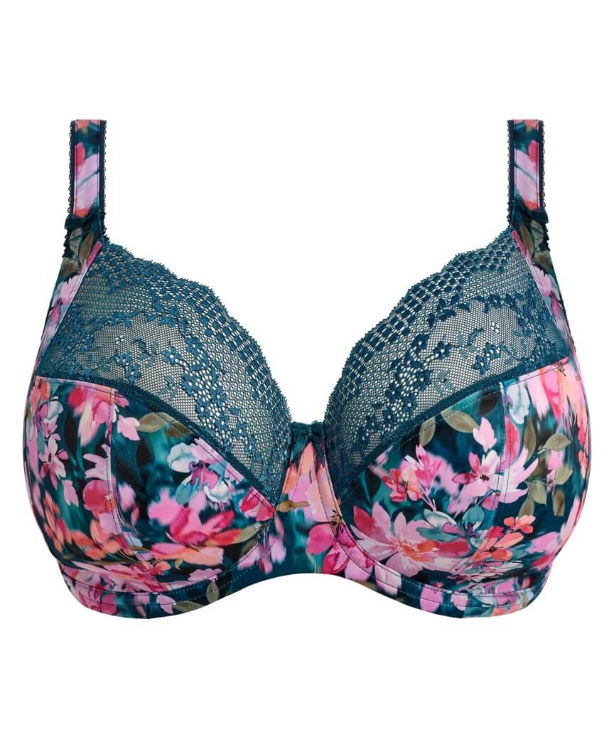 Elomi Lucie Underwire Stretch Plunge Bra - Teal Floral