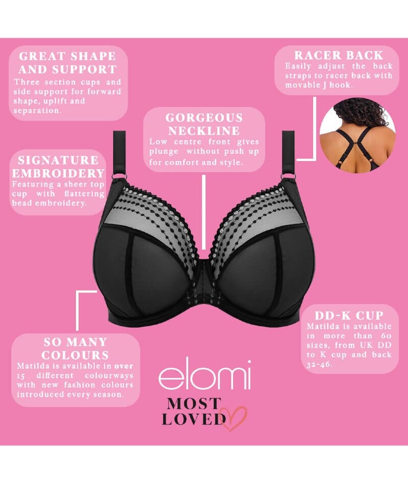 Elomi Matilda Underwired Plunge Bra - Black Bras 
