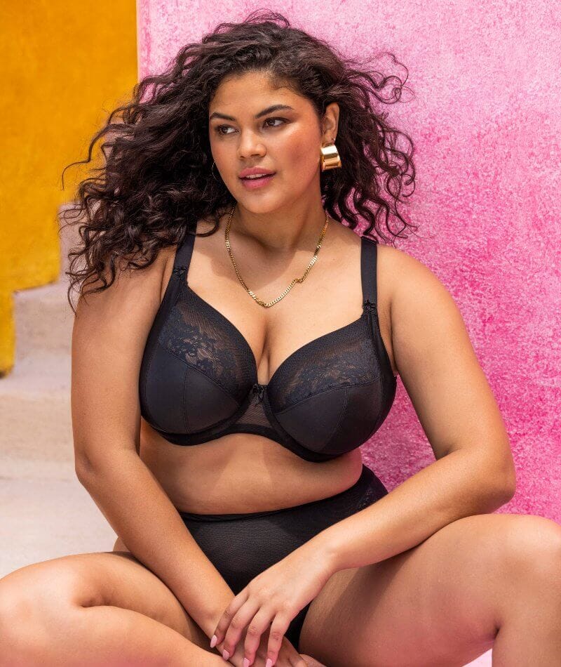 Elomi Nerina Underwire Stretch Plunge Bra - Black Bras