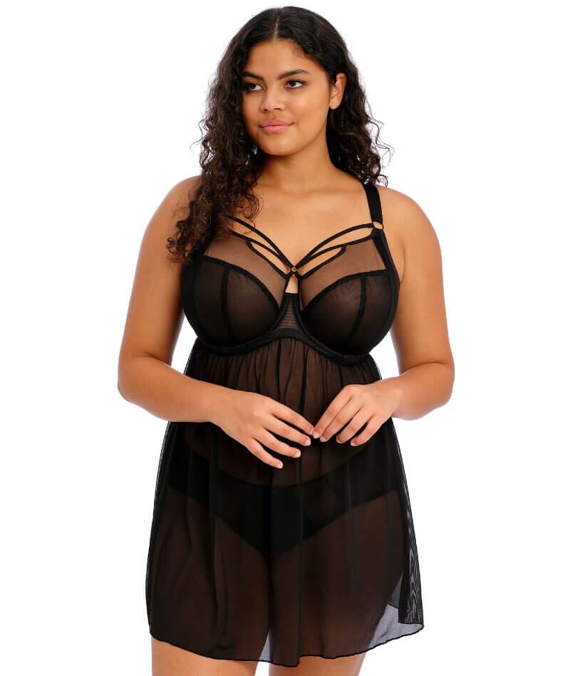 Elomi Sachi Black Underwired Babydoll - Black Bras 