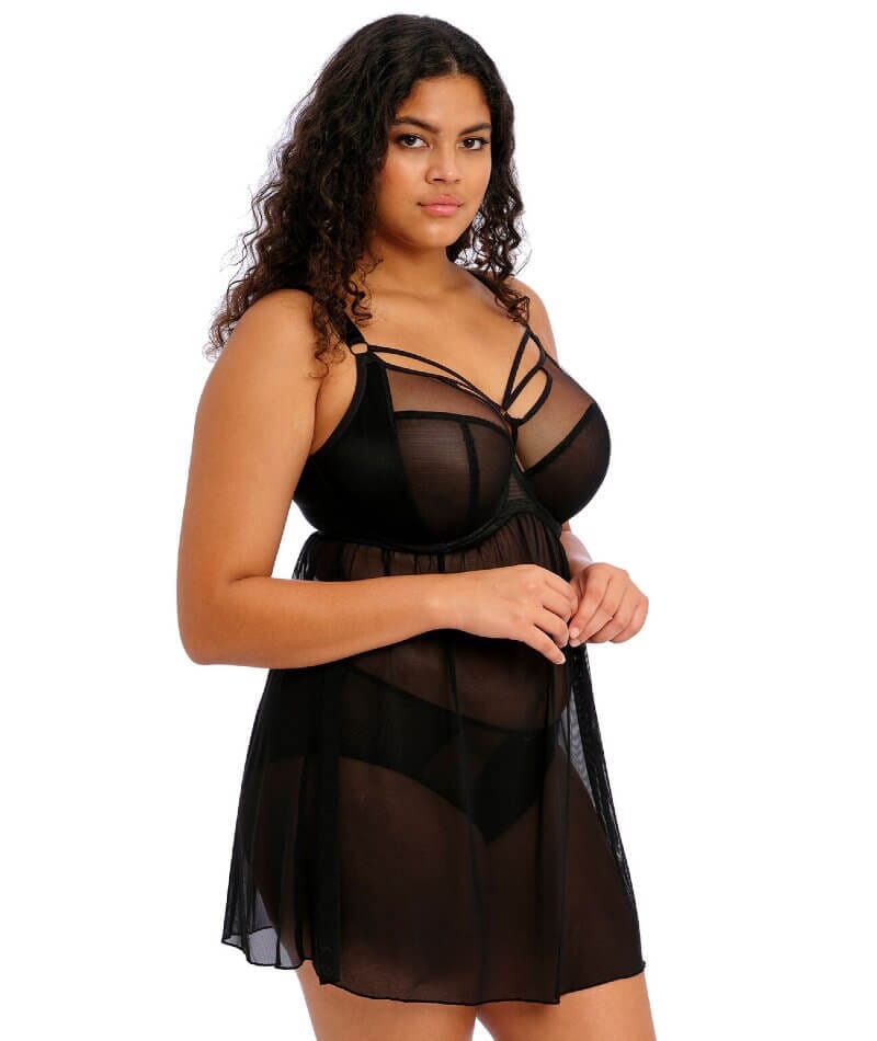 Elomi Sachi Black Underwired Babydoll - Black Bras