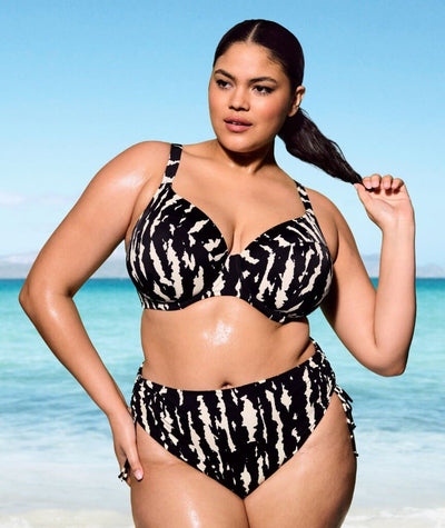 Elomi Swim Echo Shell Underwired Plunge Bikini Top - Black