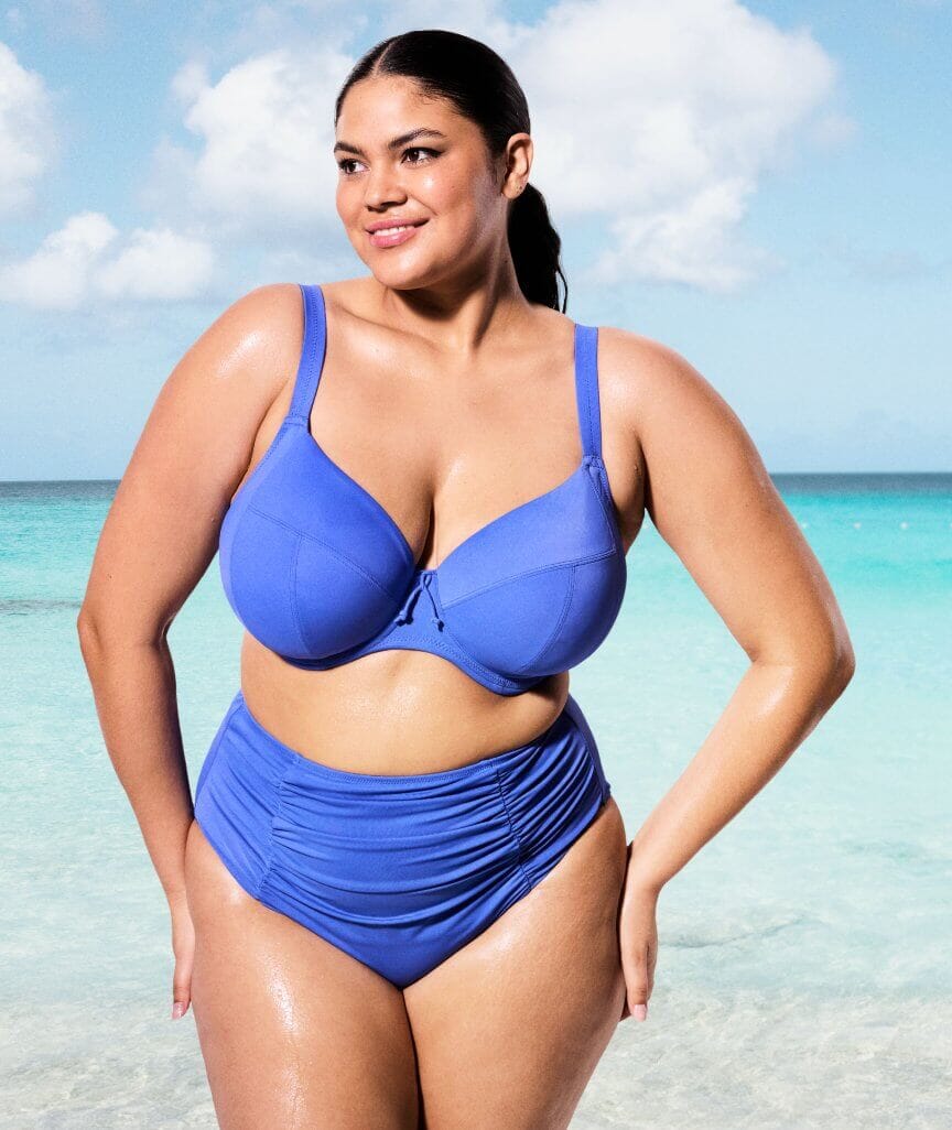 Elomi Swim Plain Sailing Underwired Plunge Bikini Top - Azure Swim